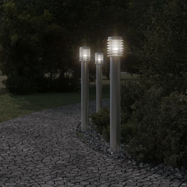 vidaXL Udendørs Gulvlampe 110 cm Rustfrit Stål Sølv