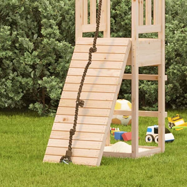 Träklättervägg 108 cm | med rep | massivt trä