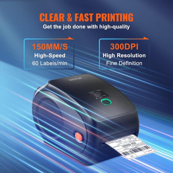 Kontorprinter til labels | Bluetooth | 300 dpi | USB | 150 mm/s | 4x6