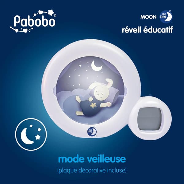 Nattlampa Moon 3-i-1 | vit | display | väckarklocka | sovrum barn