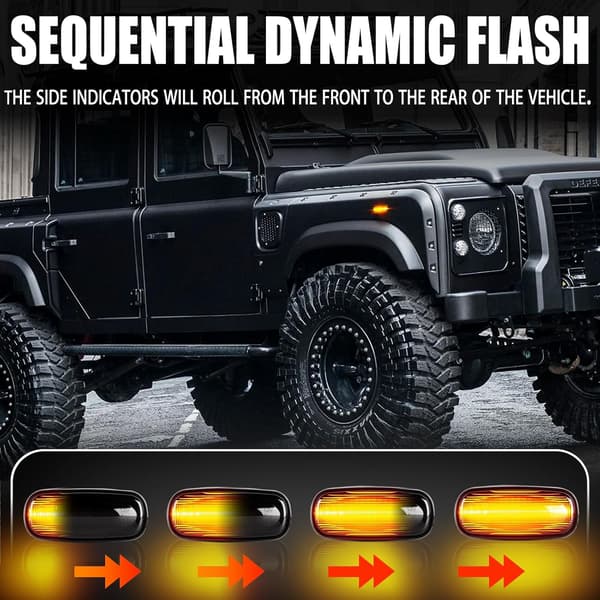 Sideblinklys LED | Land Rover Discovery 2, Defender, Freelander 1 | Smoke | Dynamisk