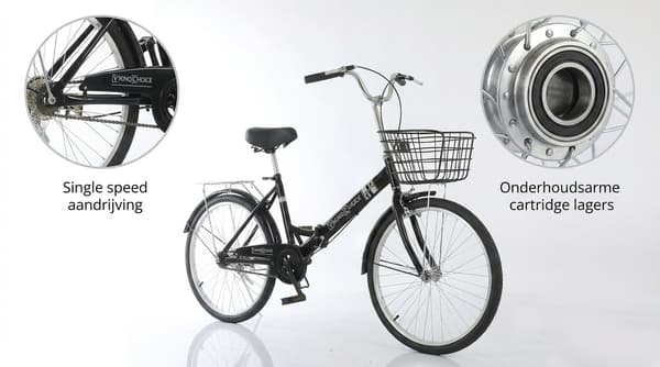 Foldecykel 24-tommer | Sort | Stålramme | Single Speed