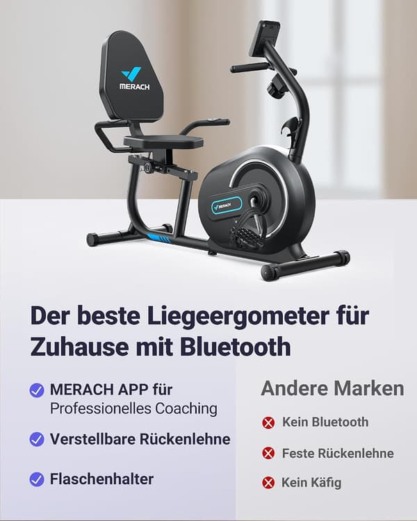 Recumbent motionscykel | 8 modstandsniveauer | Bluetooth | LCD-skærm | pulssensor