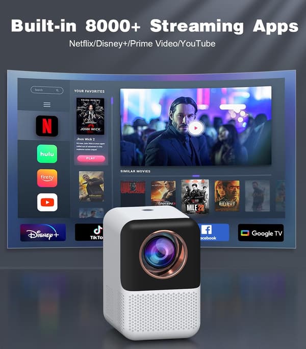 Streaming projektor Android | 1080p | svart | WiFi | Netflix | Bluetooth