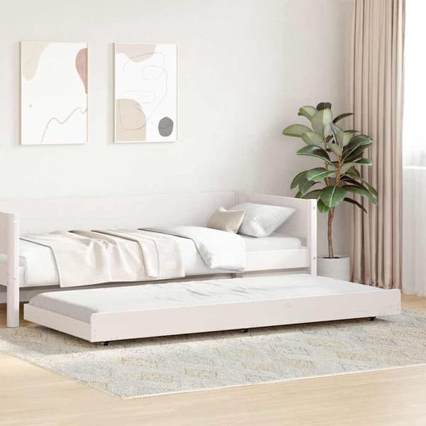 vidaXL Sängram Vit 75 x 190 cm Massiv Furu