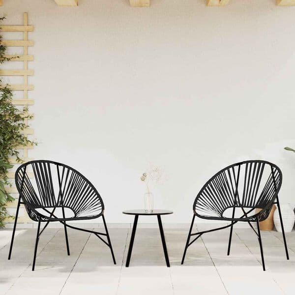 Stabelstol polyrattan sort | havemøbel | pulverlakeret stel