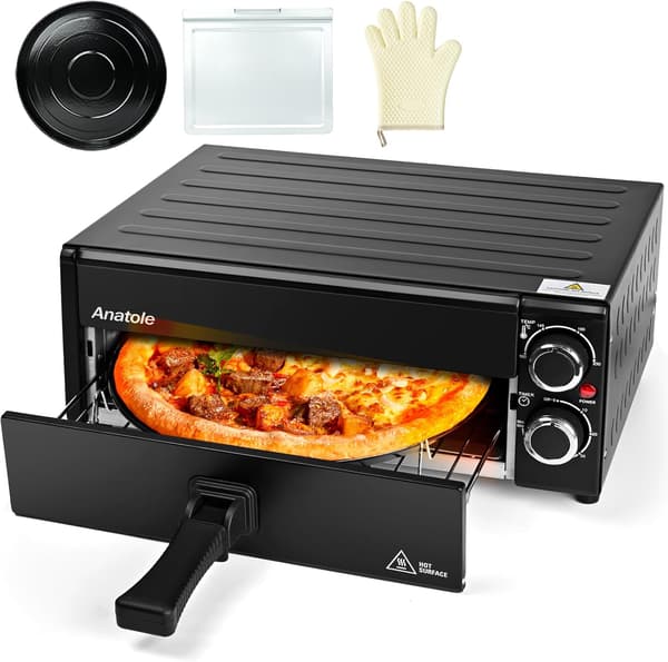 Pizzamaskine 1800W | Sort | Indendørs | 43,6 x 37 x 18,5 cm | Rustfrit stål