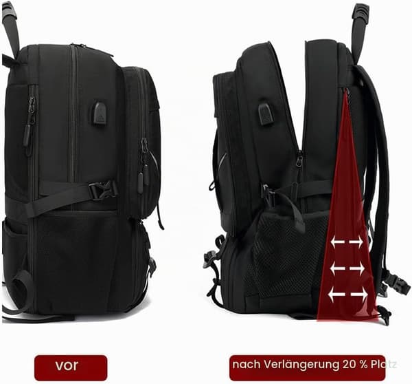 Vandrerygsæk stor | 60 liter | sort | rejsetaske til fly