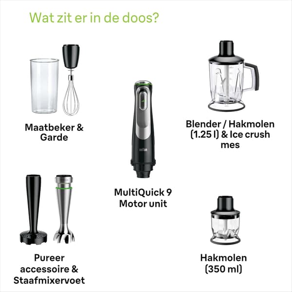 Stavblender 6-i-1 | 1200W | sort rustfrit stål | med tilbehør