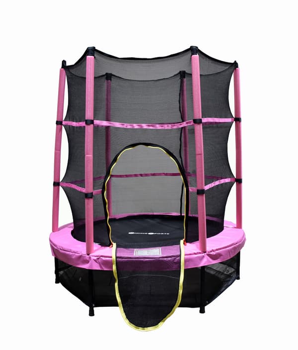 Hoppmatta 140 cm rosa | barnstudsmatta | inklusive skyddsnät