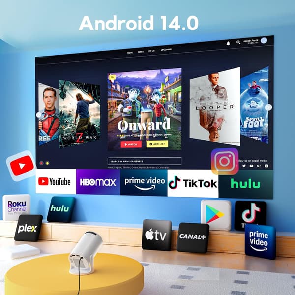 Smartprojektor O2 1080P | Android 11 | Wi-Fi 6 | Bluetooth 5.2 | 180° rotation