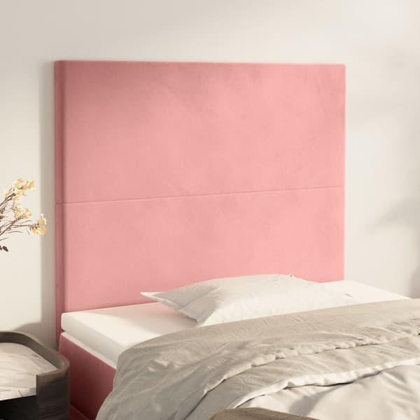 Fløjlsengegavle 2 stk. | 90x5x78/88 cm | rosa