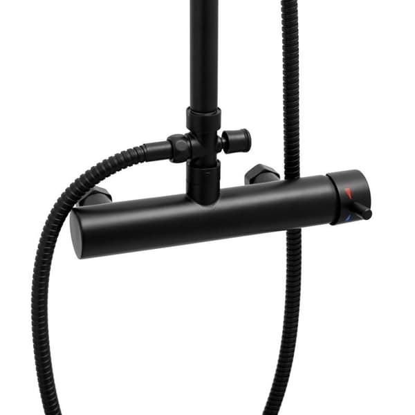 Regnbrusesystem 20 cm hoved | sort | håndbruser | vægmonteret