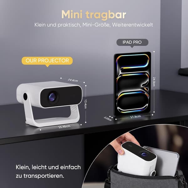 Projektor Full HD | sort | 200 tommer | Android 11 | WiFi 6