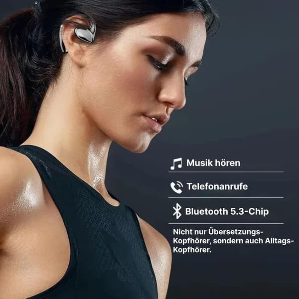 Oversættelseshovedtelefoner Bluetooth | 144 sprog | HD-lyd | sort