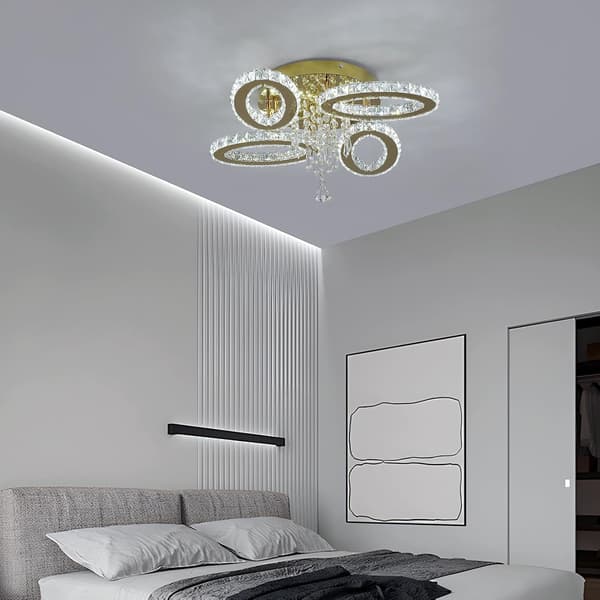 Krystalloftlampe 52cm guld | 4 ovaler | LED-belysning