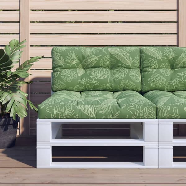 Palletkuddar bladmotiv 2 st | polyester | vattenavvisande | utomhus
