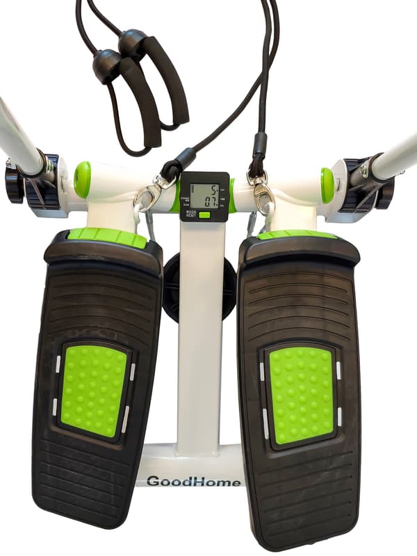 Hemmatraning utrustning | vit gron | stepper med elastiska band | konditionstraning