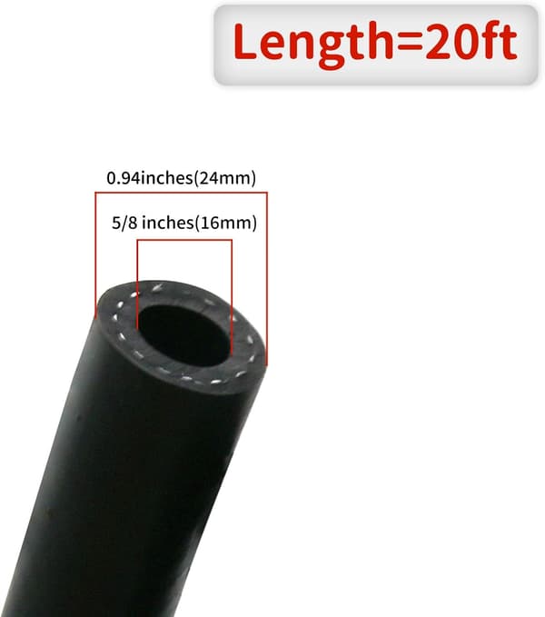Gummislange 6 meter | 16mm | benzinledning | sort | universel