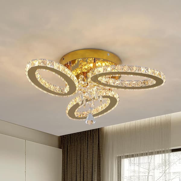 Krystalloftlampe 52cm guld | 4 ovaler | LED-belysning