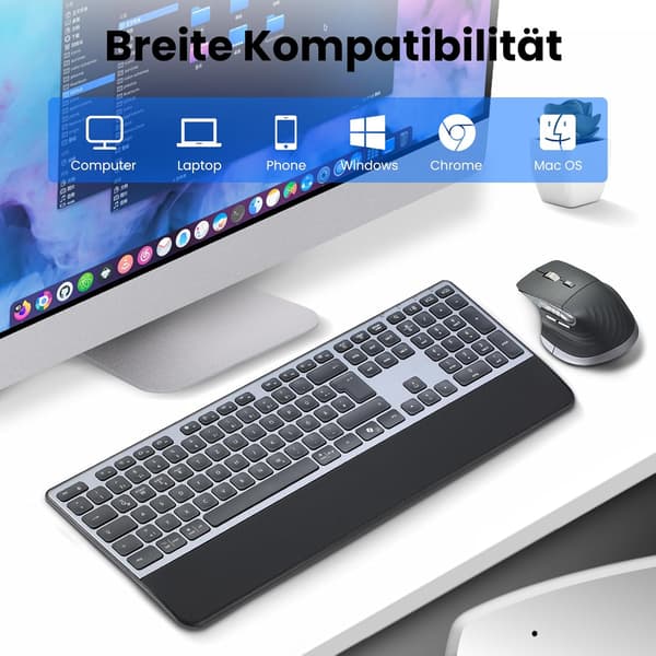Computerpakke mus tastatur | støjsvag | LED-lys | trådløs forbindelse