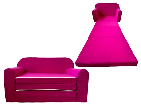 Barnrumsmöbler rosa bäddsoffa | 170x100 cm | utfällbar