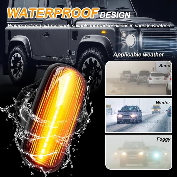 Sideblinklys LED | Land Rover Discovery 2, Defender, Freelander 1 | Smoke | Dynamisk