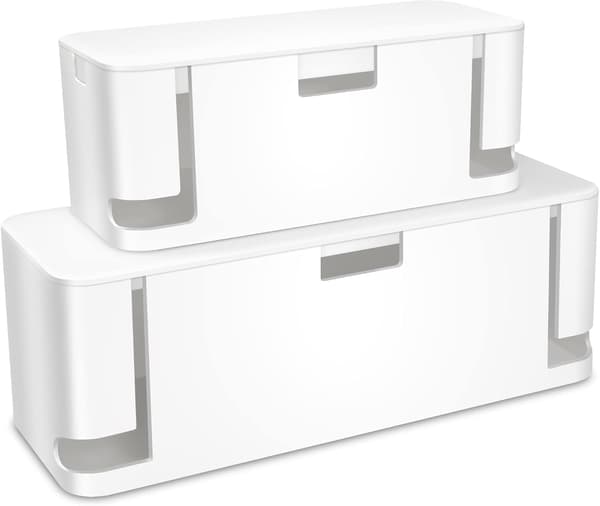 Kabelboks Sort 2-pak | XL & Medium | ABS-plast | Skjuler stikdåser
