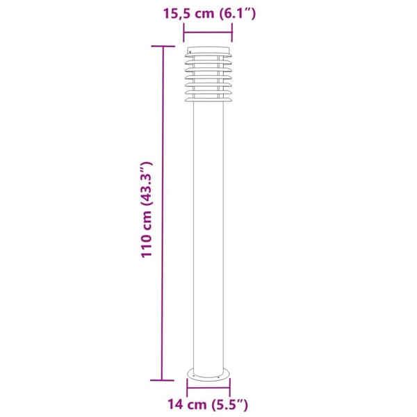 Stående havelampe 110 cm | Sølv | Rustfrit stål | Udendørs belysning