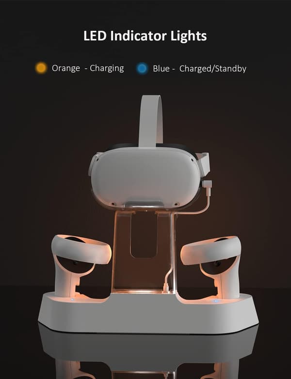 Dockningsstation VR-headset | vit | snabbladdning | batterier | Oculus Quest 2