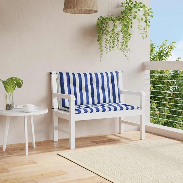Havehynder 2-pak 100x50x7 cm | stribede | hvid & blå | polyester