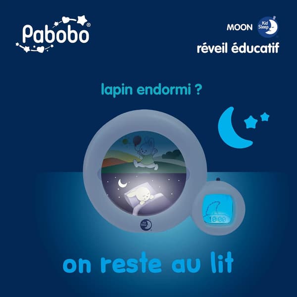 Nattlampa Moon 3-i-1 | vit | display | väckarklocka | sovrum barn