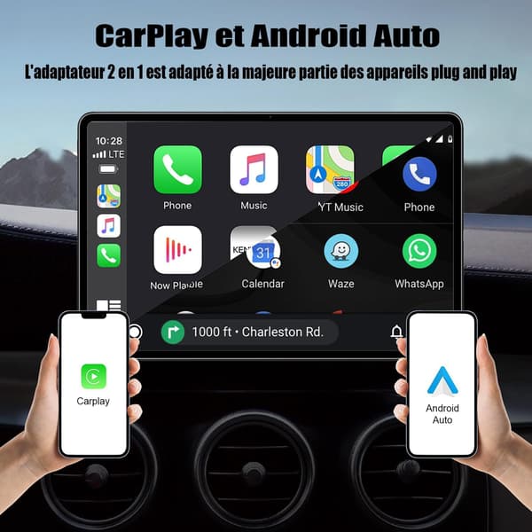 USB-adapter til trådløs CarPlay & Android Auto | 2-i-1 dongle | multimediesystem