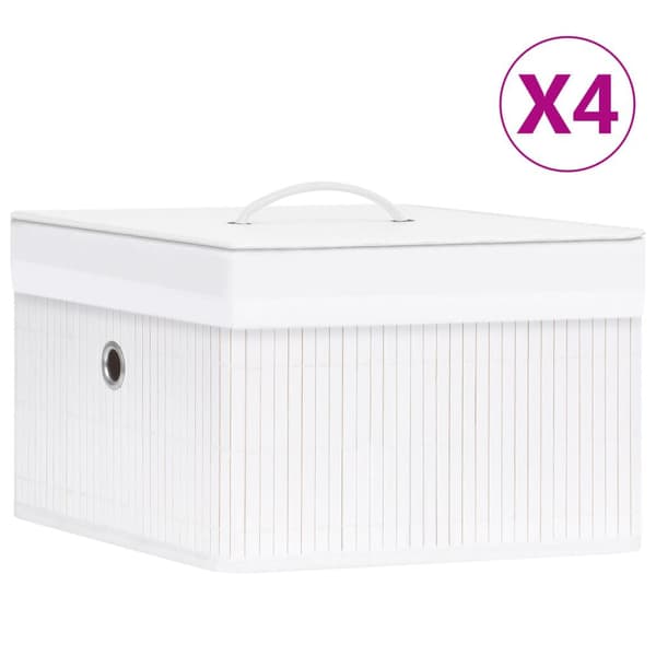 vidaXL Förvaringslådor 4 st Bambu Vit