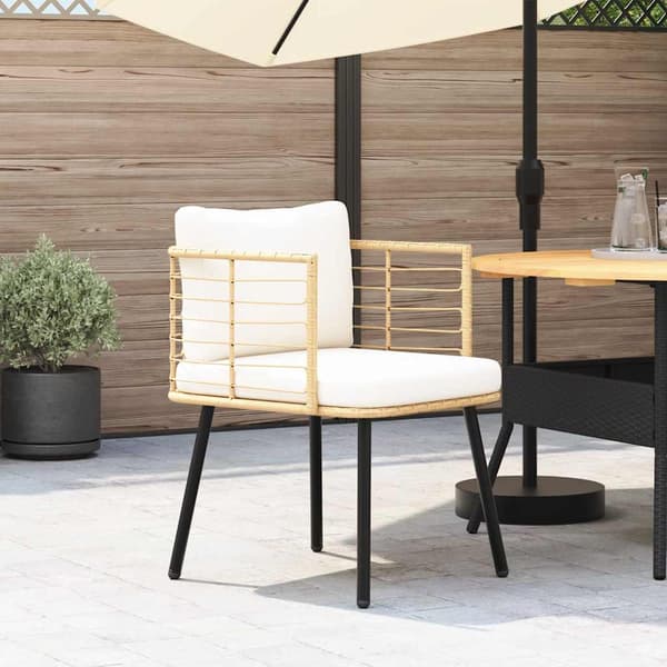 Udestol natur | polyrattan | med siddehynde