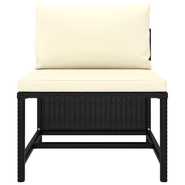 vidaXL Modulsofa med hynder i polyrattan sort