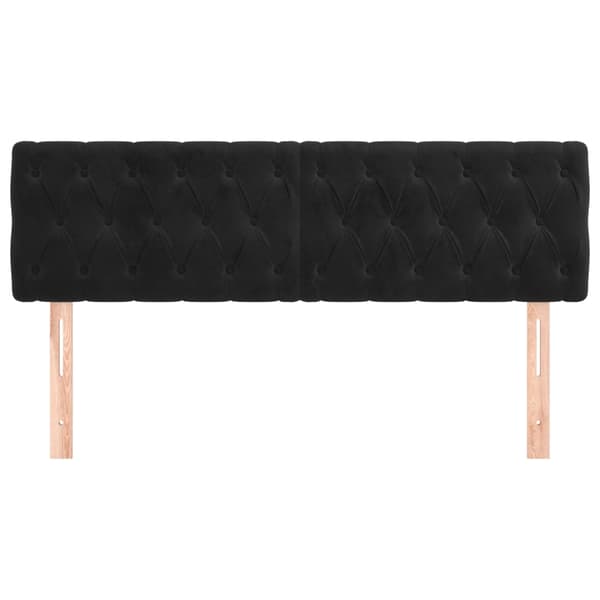 Fløjlsengegavle 2 stk | 72x7x78/88 cm | Sorte