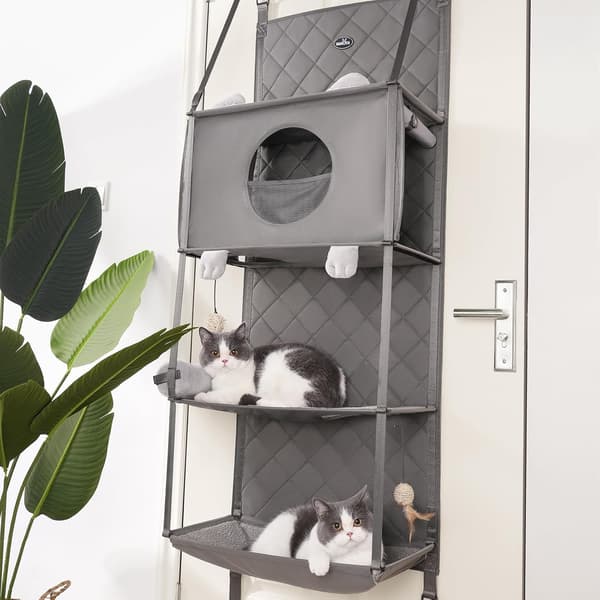 Väggklösträd katt | 4 plan | dörrmonterad | vertikal klösmöbel
