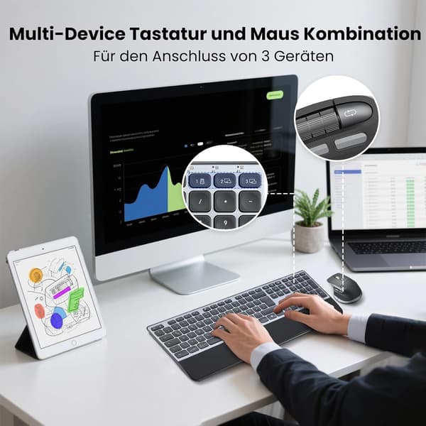 Computerpakke mus tastatur | støjsvag | LED-lys | trådløs forbindelse