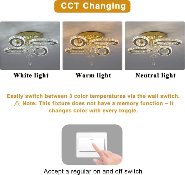 Krystalloftlampe 52cm guld | 4 ovaler | LED-belysning