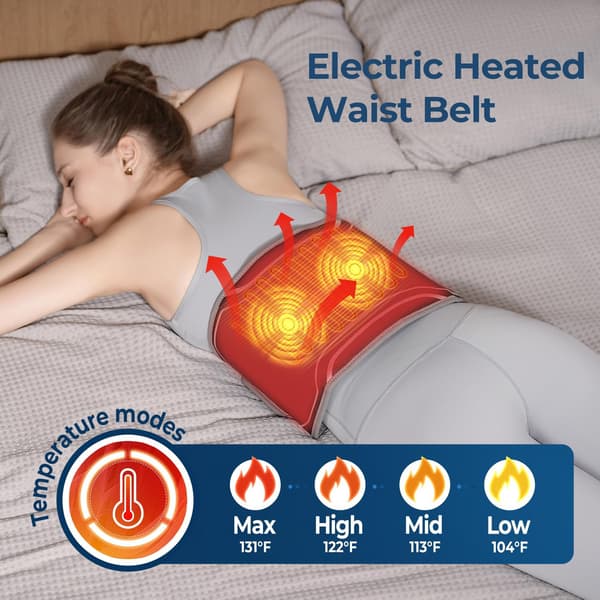 Rygbind opvarmet | 3D-luftpudemassage | vibrationsfunktion | 152 cm | 4 varmeniveauer