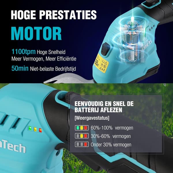 Grässax 12V 2-i-1 | häcktrimmer | teleskopskaft | 2Ah batteri | laddare