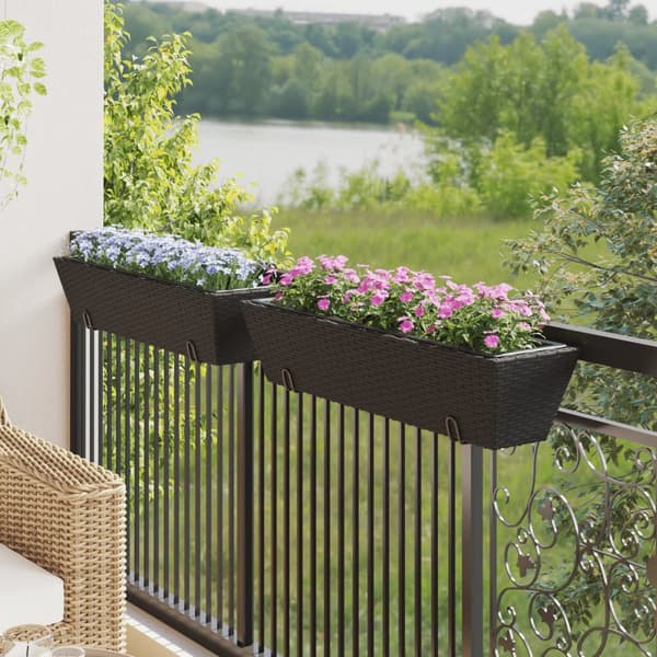 Urtepotteskjulere til ophæng | sort polyrattan | 2-pak