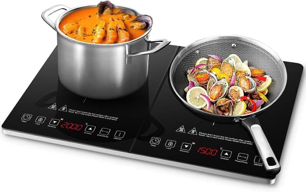 Induktionskogeplade dobbelt | 2-zoners | 3500W | 20 temperaturniveauer | timer | børnesikring