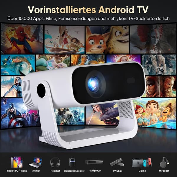 Projektor Full HD | sort | 200 tommer | Android 11 | WiFi 6