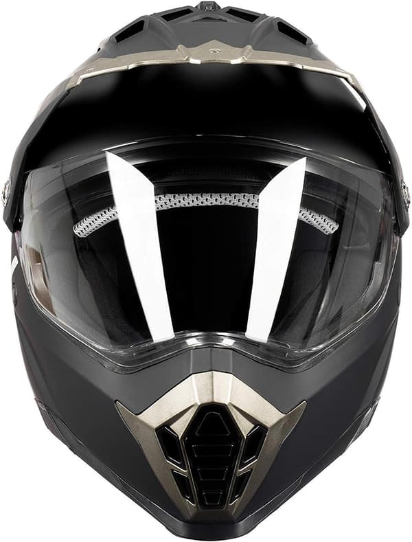 Crosshjelm MC sort | dobbelt visir | off-road | integreret solvisir