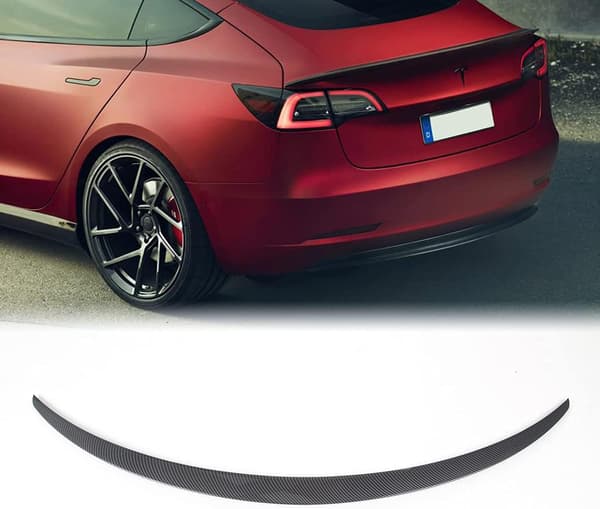 Hækspoiler Tesla Model 3 | Glossy Carbon Look | Aerodynamisk vinge | Sort