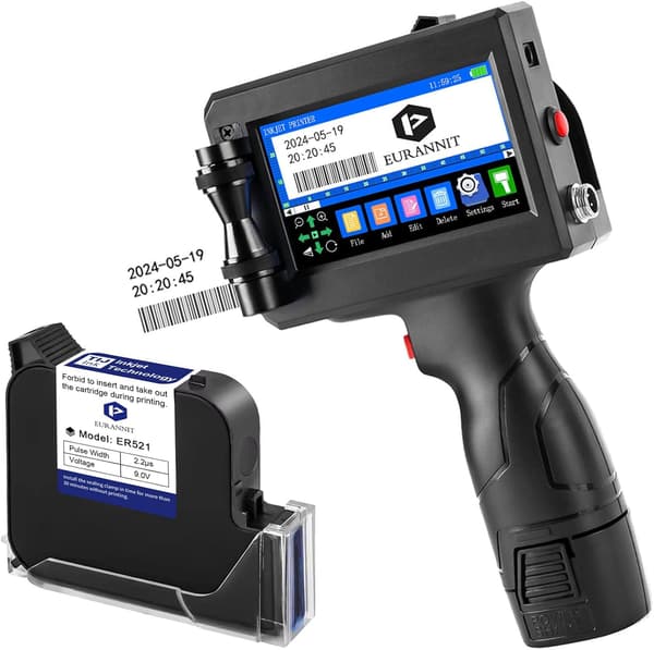 Håndholdt inkjetprinter 2,5 cm | Sort blæk | E15-1 | Dato og QR-kode