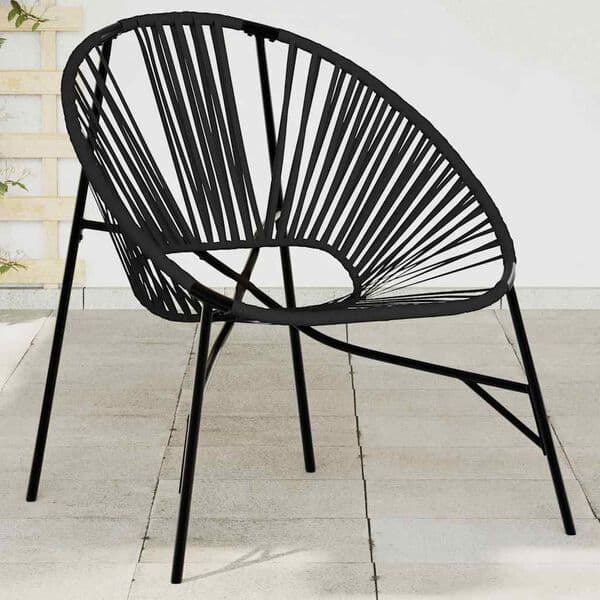 Stabelstol polyrattan sort | havemøbel | pulverlakeret stel