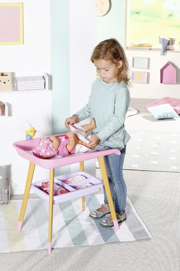 Dukkepuslebord til 43 cm dukker | trædesign | tilbehør til dukkeleg